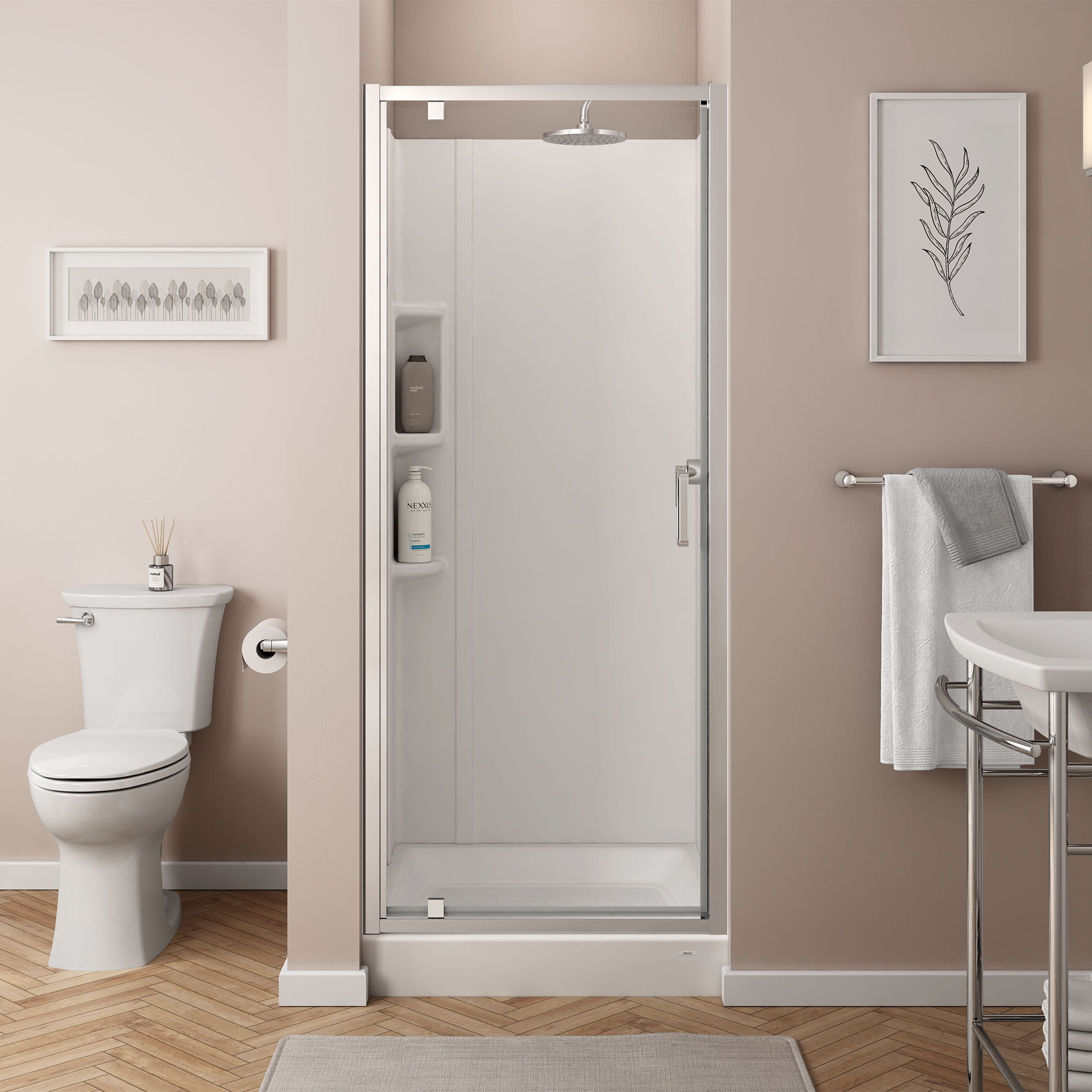Mainstream 32in x 32in x 72in 4Piece GlueUp Alcove Shower Wall Set